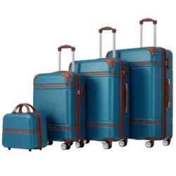 Hardshell Luggage Sets 4 Pieces 20" / 24" / 28" Luggages And Cosmetic Case Spinner Suitcase With Tsa Lock Lightweight - Blue