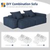 Modern Oversized Modular Sectional Sofa With 2 Chaise Lounge And 2 Armrest, Sparkling Chenille Fabric Soft Cushion Sofa With 4 Pillows, 4 Pieces Diy Combination Tufted Sofa, No Assembly Required - Blue - Image 13
