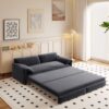 Queen Pull Out Sofa Bed, 3 In 1 Convertible Sleeper Sofa With Side Storage Multifunctional Velvet Loveseat Bed For Living Room - Gray - Image 6