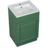 20" Bathroom Vanity With Sink, Freestanding Cabinet With Door Shelf And Adjustable Shelf, And Ceramic Construction - Green - Image 16