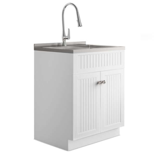Beckham - Laundry Cabinet With Faucet And Stainless Steel Sink - White