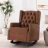 Moss - Upholstered Rocking Recliner With Diamond Tufting And Wingback - Light Brown - Image 2