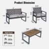 Modern 4 Piece Patio Furniture Set With Acacia Wood Table Top And Beige Cushions - Brown - Image 3