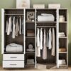 6 Door Wardrobe With Shelves And Drawers - Natural - Image 14