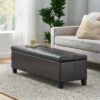 Elegant Storage Ottoman Bench With Birch Legs - Brown - Image 2