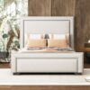 Queen Size Upholstered Bed With Slats Support, No Box Spring Needed - Beige - Image 9