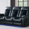 Clark - Blanche / Velvet Power Reclining Sofa With LED - Black - Image 3