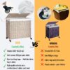 Laundry Hamper With Lid PE Rattan Powder Coating Frame Clothes Hampers With 2 Removable Bags, Wheels, 160L - Gray - Image 12