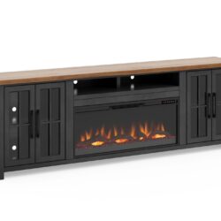 Essex - Fireplace TV Stand Console For TVs Up To 100" - Black, Whiskey