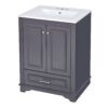 Bathroom Vanity With Ceramic Sink Combo, Modern Freestanding Storage Cabinet With Silver Handles, Soft Closing Doors - Blue Gray - Image 10