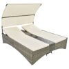 Patio Daybed Outdoor Daybed Sun Lounger With Shelter Roof With Adjustable Backrest, Storage Box And 2 Cup Holders For Patio, Balcony, Poolside - Cream - Image 20