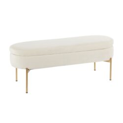 Chloe - Contemporary / Glam Storage Bench - Gold / Cream