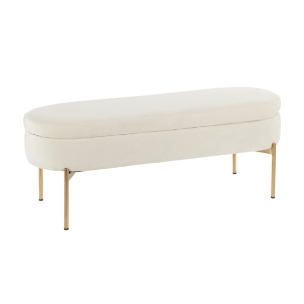Chloe - Contemporary / Glam Storage Bench - Gold / Cream