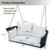 2 Person Hanging Seat, Rattan Woven Swing Chair, Porch Swing With Ropes - Black / White - Image 13