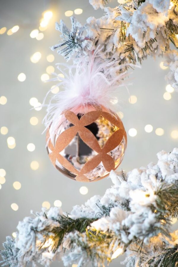 Christmas Ball Ornaments, Glass Decorative Hanging Ball Christmas Tree Ornaments For Holiday Party Decorations (Set of 4) - Pink