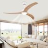 Ceiling Fan, Solid Wood Blades Ceiling Fan With Light With Remote Control, Noiseless Reversible Motor, 6 Speed, 3 Color, For Patio Living Room, Bedroom, Indoor - Matte White - Image 3