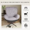360° Swivel Office Chair, Modern Chenille Chair With And Metal Base Frame, No Wheels, Accent Chair - Gray - Image 11