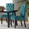 Harriet - Tufted Dining Chairs With Solid Wood Frame And Soft (Set of 2) - Teal Green - Image 6
