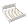 King Size Traditional Style Solid Bed Frame With Upholstered Tufted Headboard, No Box Spring Needed - Antique White - Image 7
