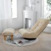 Japanese Style Single Reclining Sofa Chair With Adjustable Features Cotton For Balcony And Leisure - White - Image 9