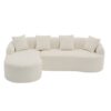 Compression Sofa: Combining Chaise Longue With 3 Seater, Wood Grain Chenille Fabric, Full Sponge Compression Sofa, Combined Sofa With 4 Pillows For Living / Home Furniture / Apartment - White - Image 37