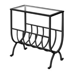 Accent Table Magazine Narrow Clear Tempered Glass - Brown