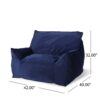 Allea - Velveteen Armrest Bean Bag Chair - Navy Blue - Image 2