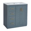 Bathroom Vanity With Ceramic Sink Combo, Frame Bathroom Storage Cabinet, Freestanding Vanity Set With 3 Drawers & Soft Closing Doors - Blue - Image 9