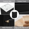 20" Bathroom Vanity With Sink, Freestanding Cabinet With Door Shelf And Adjustable Shelf, And Ceramic Construction - Black - Image 3