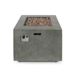 Modern Iron Square Fire Pit With 50, 000 Btu Output - Stone Gray