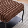 Upholstered Ottoman Coffee Table Foot Rest With Metal Legs And Wooden Storage - Brown - Image 5