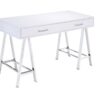 Coleen - High Gloss Writing Desk With USB - Chrome / White - Image 2