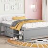 Versatile Full Bed With Trundle, Under Bed Storage Box And Nightstand - Gray - Image 10