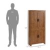 Homcom - 4-Door Kitchen Pantry, Freestanding Storage Cabinet With 3 Adjustable Shelves For Kitchen, Dining Or Living Room - Oak - Image 3