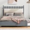 Queen Size Storage Platform Bed With 2 Big Drawers Twin Size Trundle - Gray - Image 14