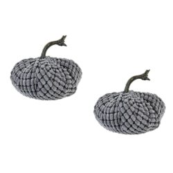 Chenille Weighted Pumpkin Ornament Decor For Holiday Harvest Festival Fall Festival & Thanksgiving (Set of 2) - Gray