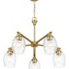 Elegance 5 Lights Linear Arms With Chain Chandelier - Clear / Gold - Image 4