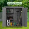 Outdoor Storage Shed With Lockable Door, Wooden Tool Storage Shed With Detachable Shelves & Pitch Roof - Gray - Image 10