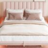 Queen Size Upholstered Hydrualic Platform Floating Bed With LED Light And USB Port - Pink - Image 26