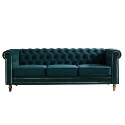 Chesterfield - Velvet Sofa 84.65" For Living Room - Green