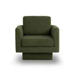 360° Modern Swivel Accent Chairs Round Armchair, Thick Padded Lounge Sofa Upholstered Comfy (Set of 2) - Green