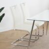 Modern Dining Chairs With Faux Leather Padded Seat And Chrome Metal Legs For Kitchen, Living, Bedroom, Dining Room - White / Silver - Image 7