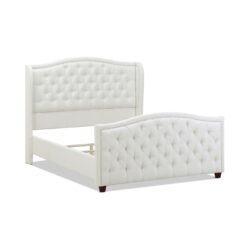Marcella - Queen Upholstered Shelter Headboard Bed Set - Antique White