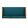 Claremont - 3 Seater Daybed With Rattan Arms And Cushions, Acacia Wood Frame - Teak / Teal - Image 6