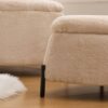 2 Piece Upholstered Storage Ottoman Set With Metal Legs Foot Stool Coffee Side Table Reversible Lid Light - Light Camel - Image 13