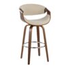 Curvini Mid-Century Modern Fixed Height Barstool With Swivel (Set of 2) - Walnut / Cream - Image 2