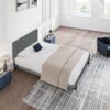 Twin Size Upholstered Platform Bed Frame With Button Tufted Linen Fabric Headboard - Dark Gray - Image 6