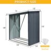 Outdoor Steel Firewood Rack, Open Wood Shed With Sloped Roof For Firewood, Pellet, Or Lumber Storage - Black - Image 5