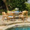 Outdoor Hermosa 7 Piece Wood Dining Set With Cushions - Teak - Image 2