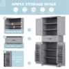 Bathroom Storage Cabinet With Multi Functional Storage Space, Material, Adjustable Shelf, Slide Rail Drawer - Gray - Image 8